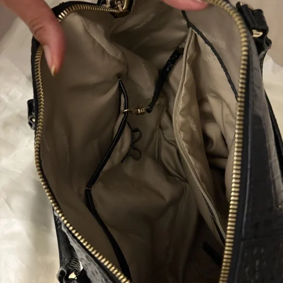 Brahmin Stacy Black Melbourne Embossed Leather Satchel - Picture 4 of 6